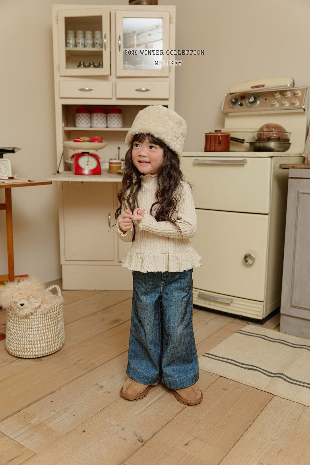 [Melikey] Velvet ribbon denim pants