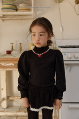 [Melikey] Knit rib puff tee