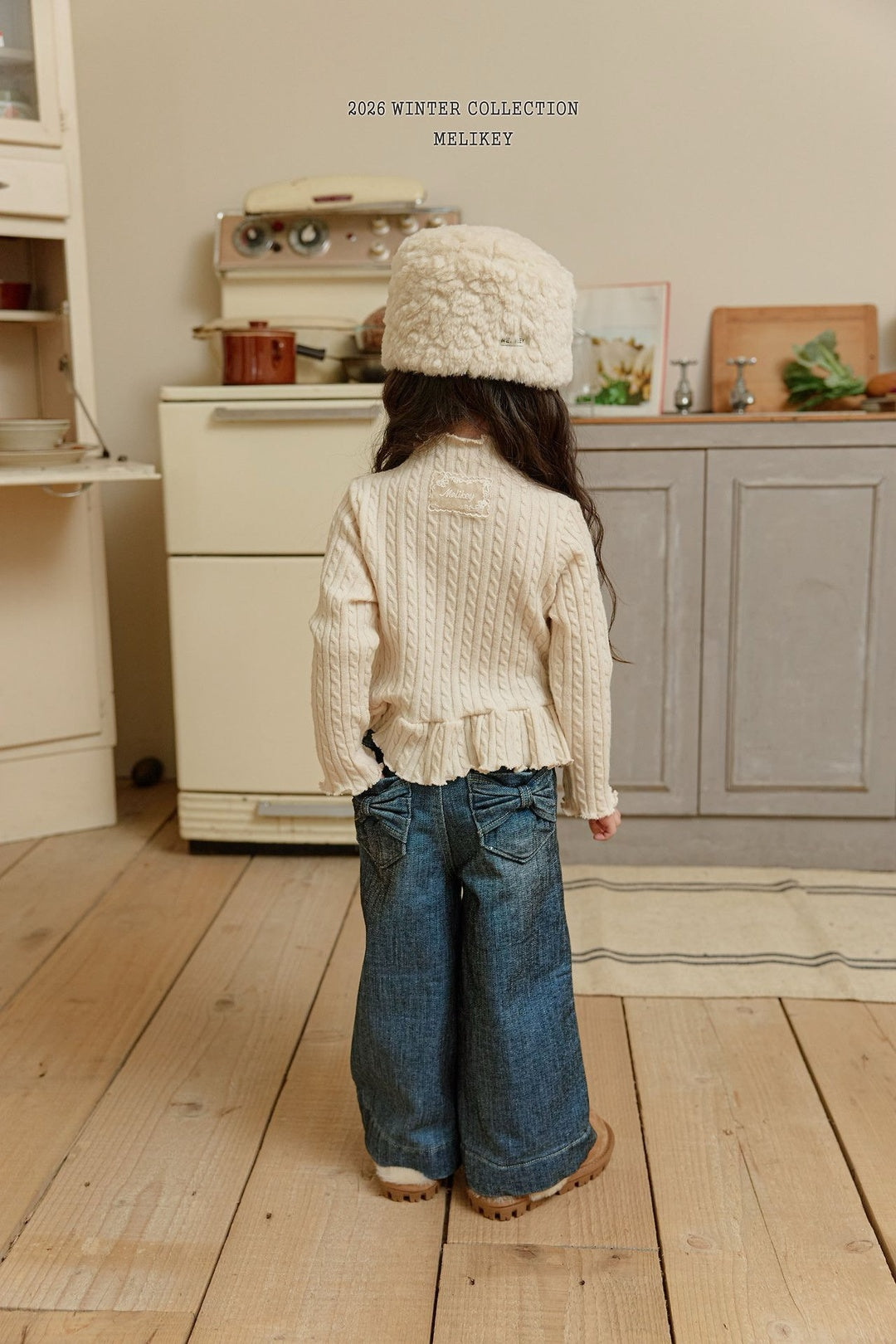 [Melikey] Velvet ribbon denim pants