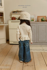 [Melikey] Velvet ribbon denim pants