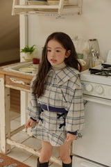 [Melikey] Check ribbon frill skirt