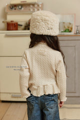 [Melikey] Cable knit frill tee