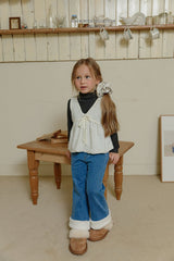 [Melikey] Wool denim heart flare pants