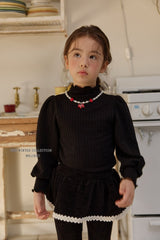 [Melikey] Knit rib puff tee