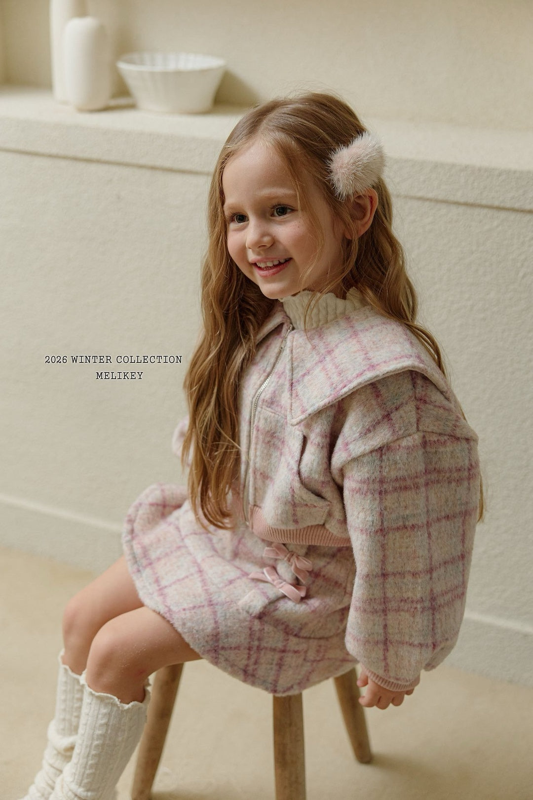 [Melikey] Wool check sailor jacket