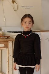 [Melikey] Knit rib puff tee