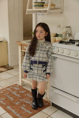 [Melikey] Check ribbon frill skirt
