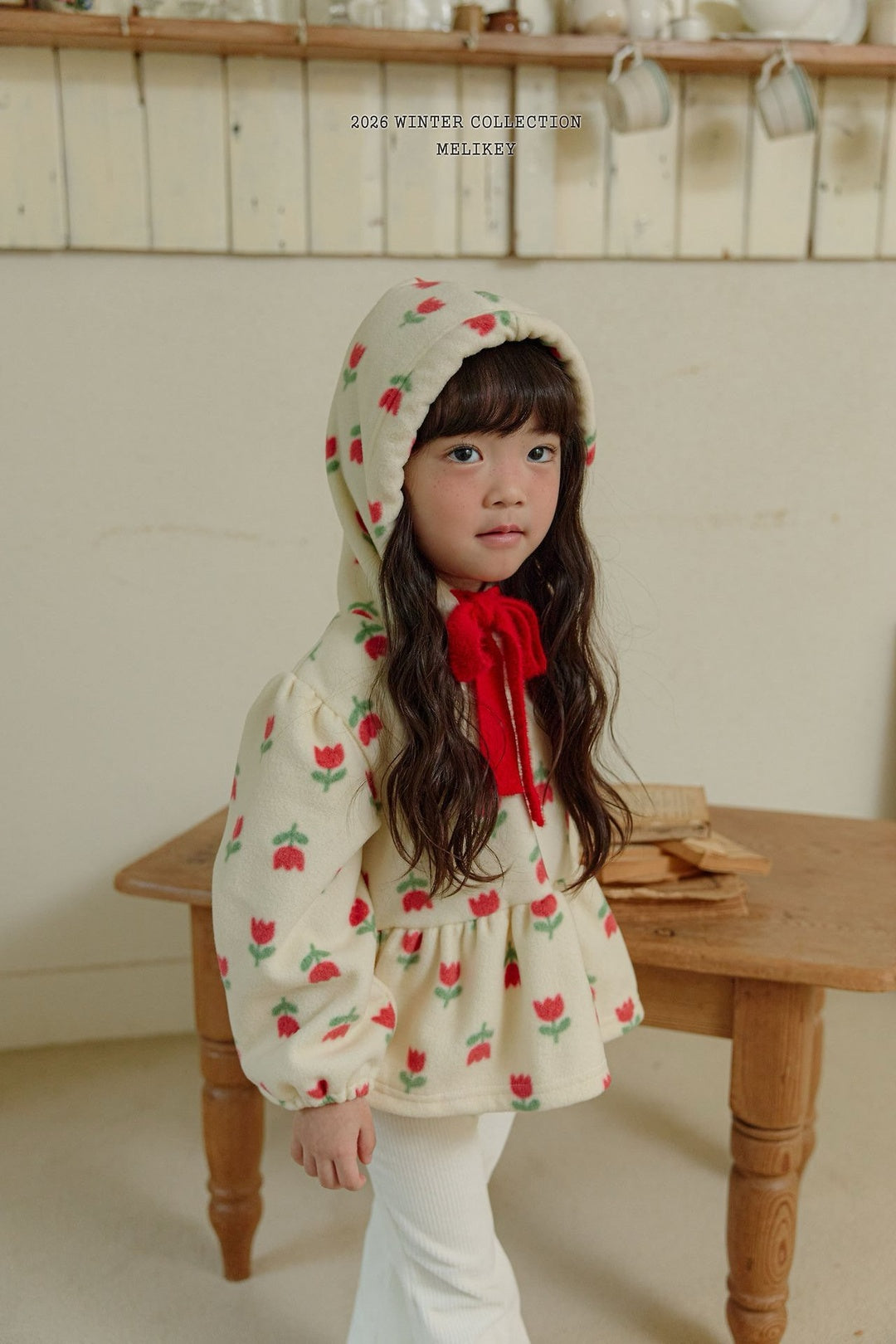 [Melikey] Flower frill hoodie