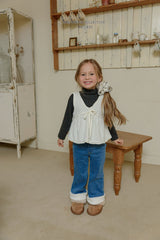 [Melikey] Wool denim heart flare pants