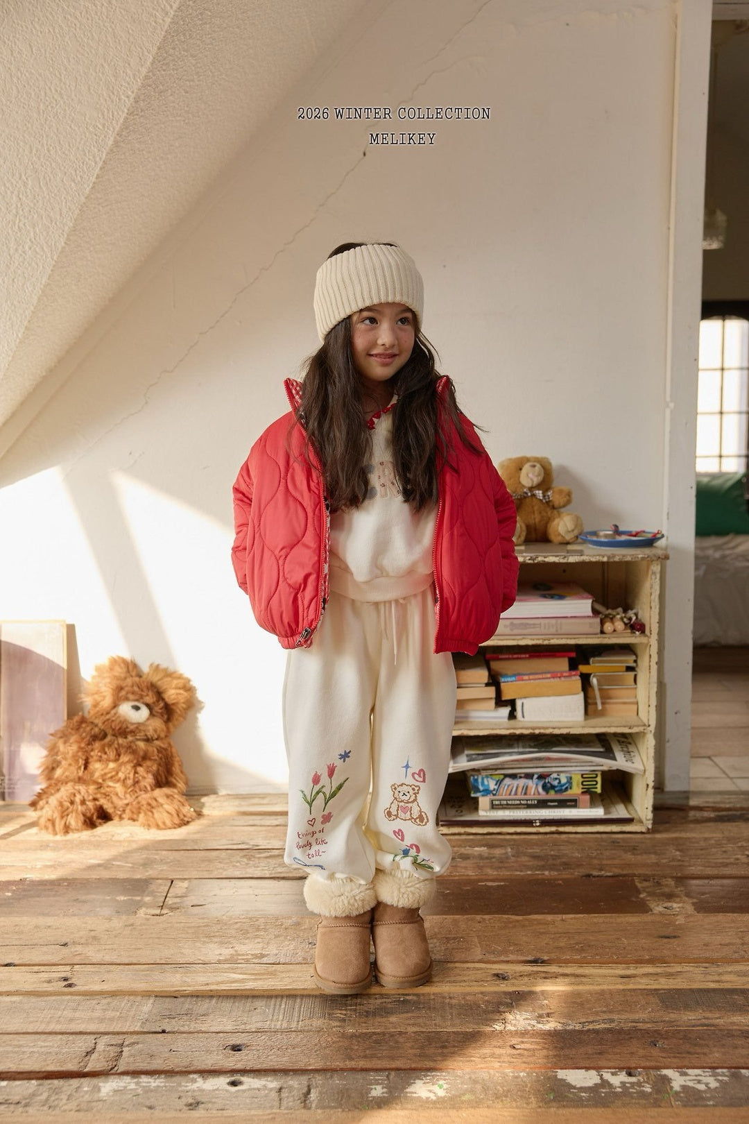 [Melikey] Bear illustration jogger pants