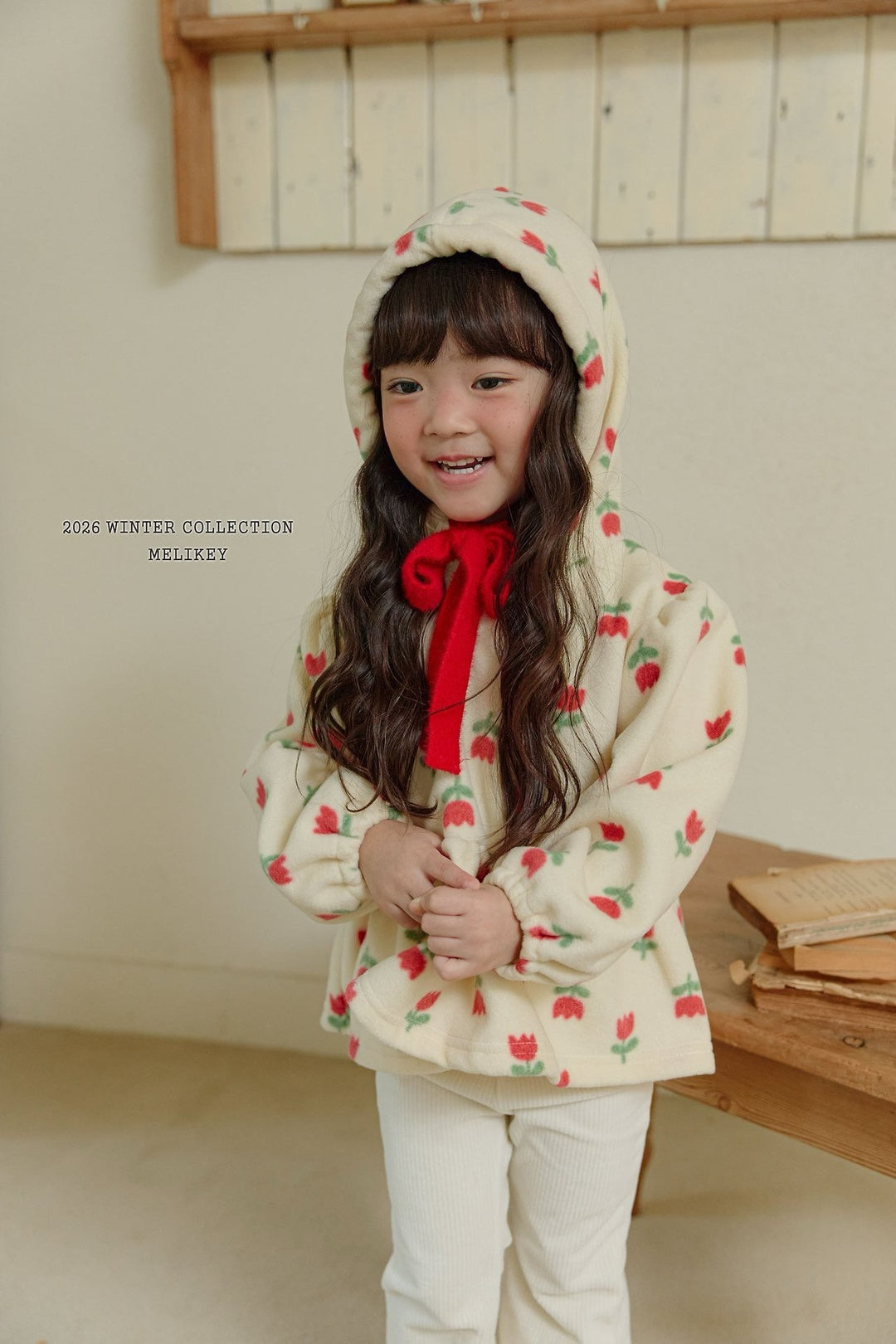 [Melikey] Flower frill hoodie