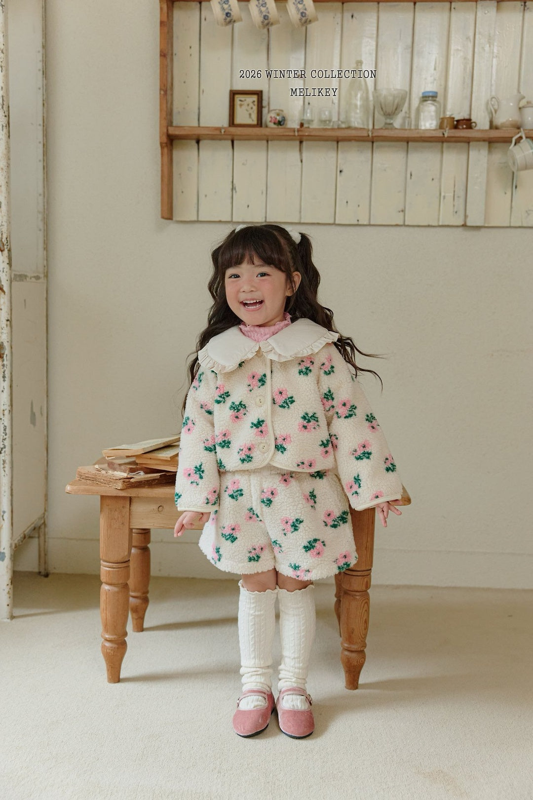 [Melikey] Flower boa jacket