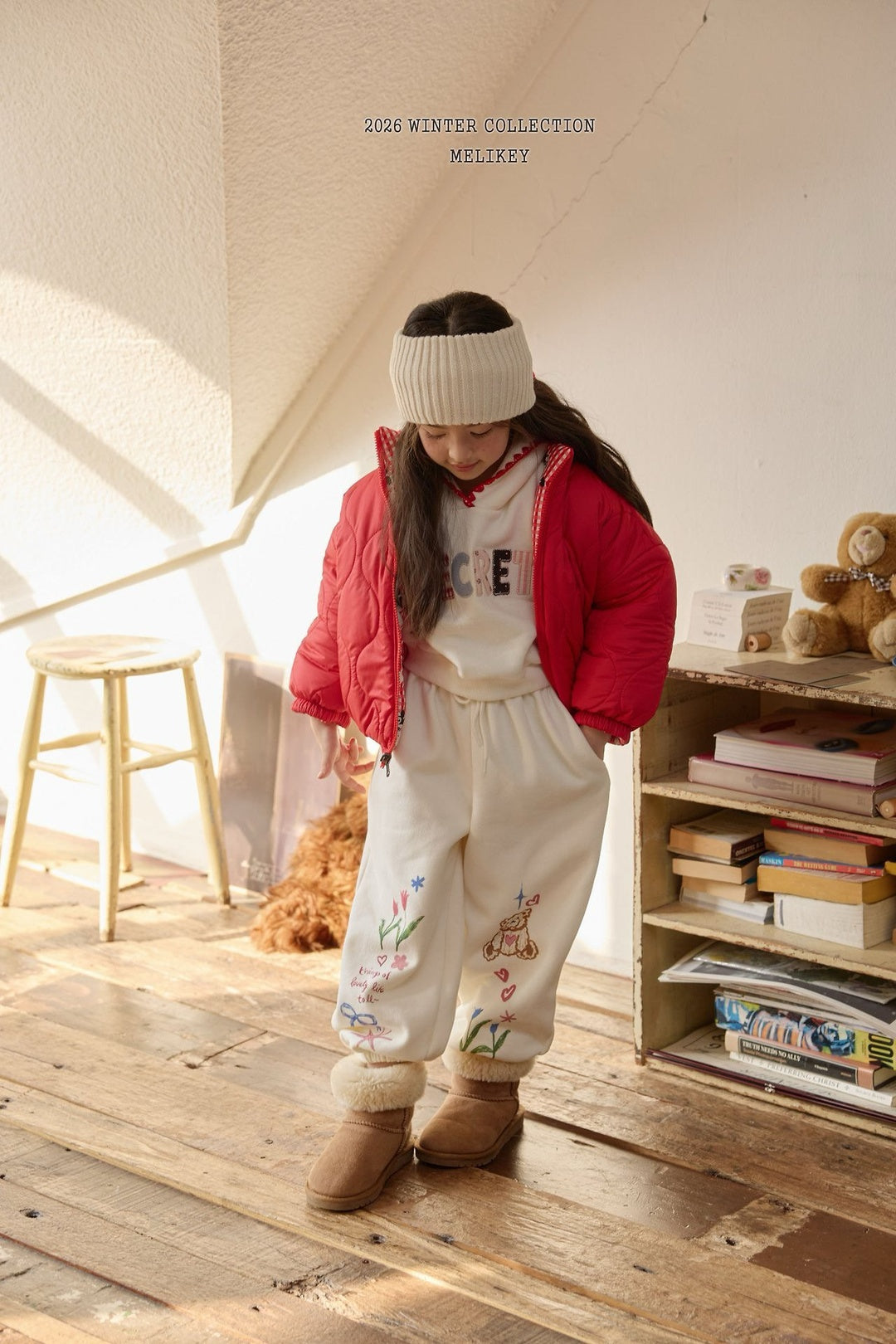 [Melikey] Bear illustration jogger pants