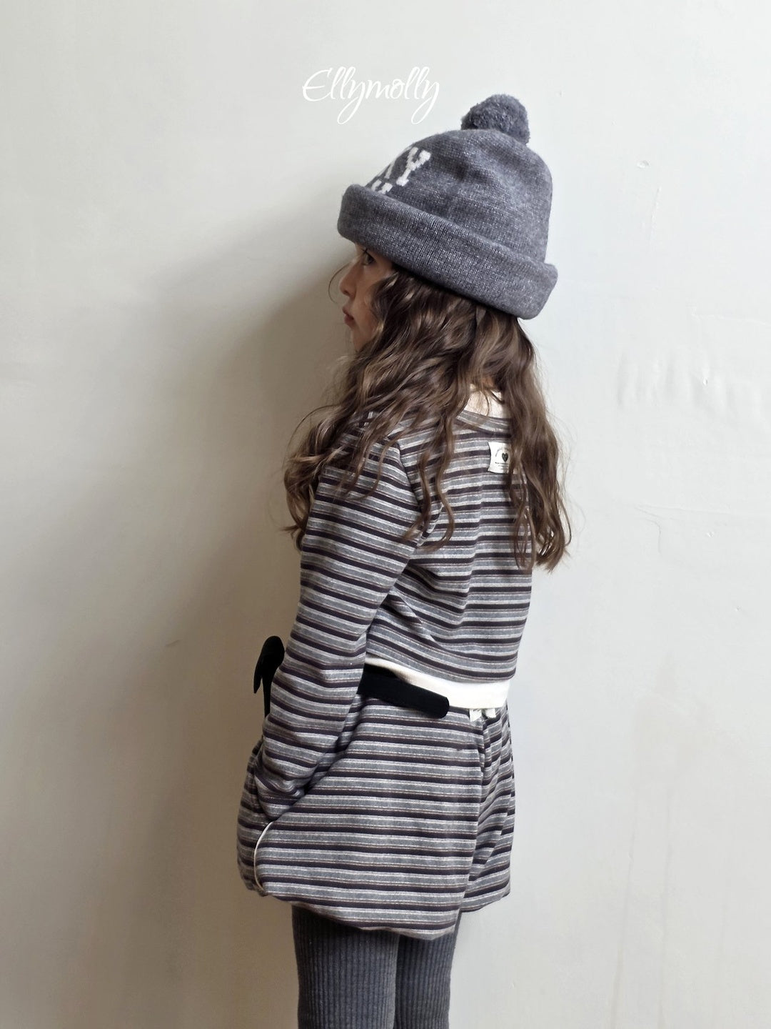 [ELLY MOLLY] Latte stripe balloon shorts