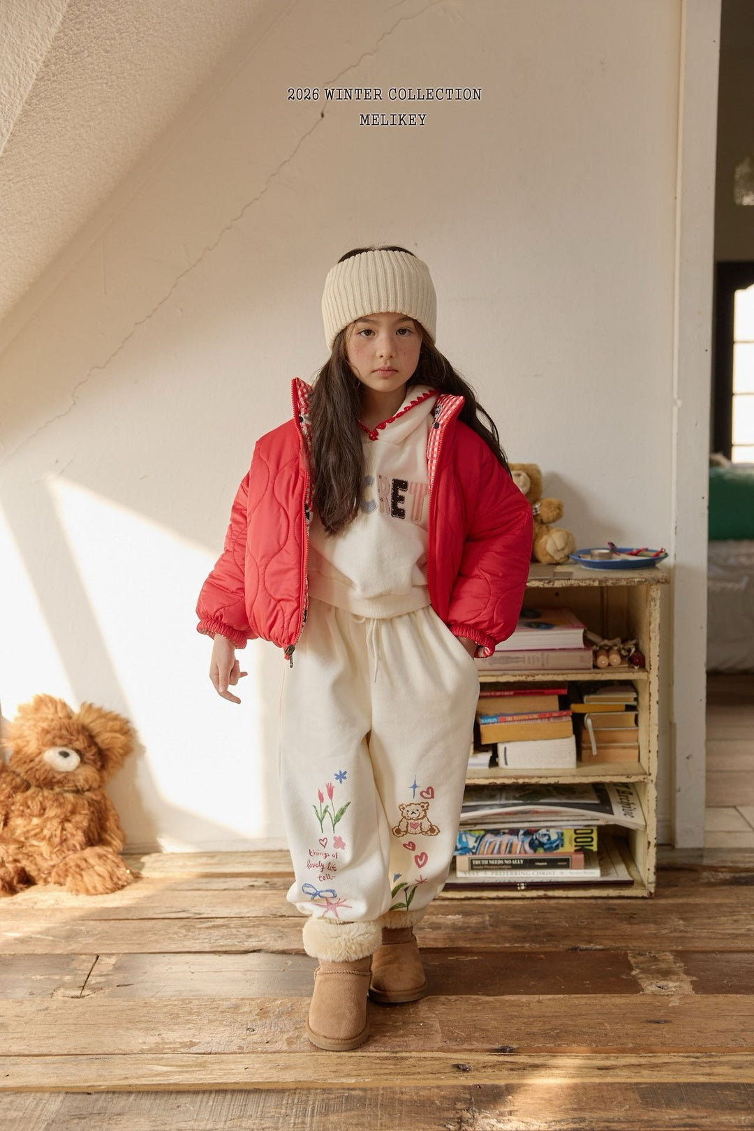 [Melikey] Bear illustration jogger pants