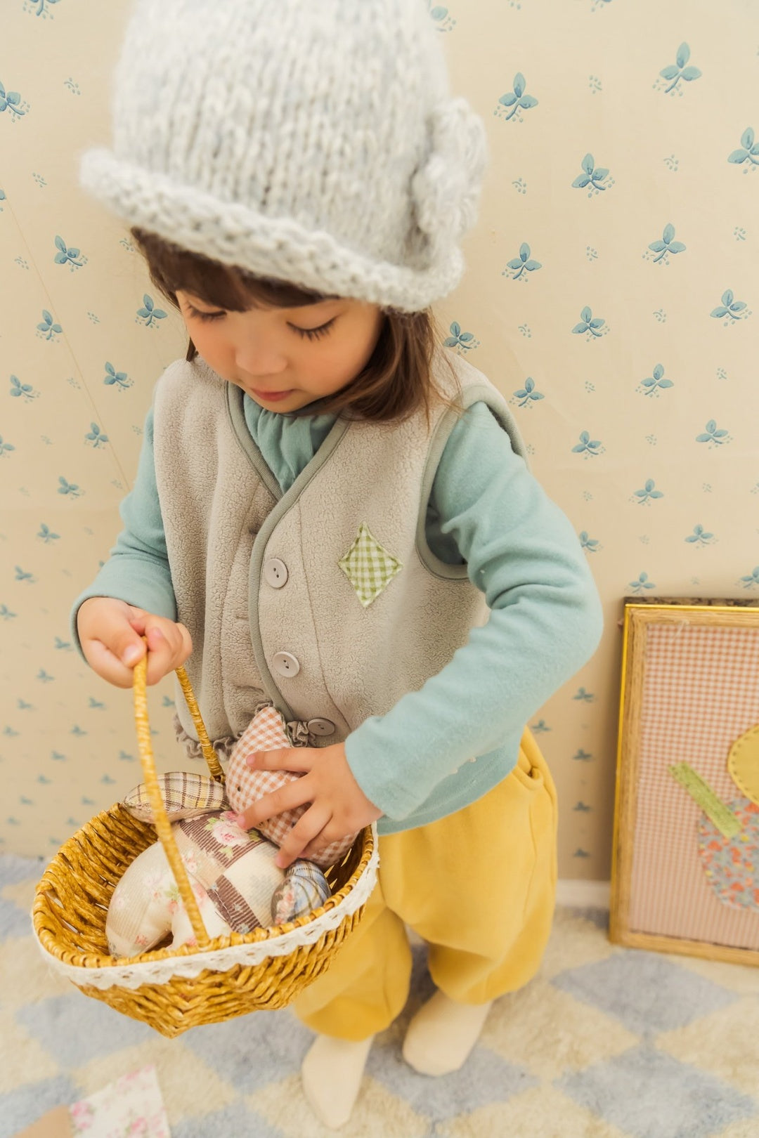 [milk powder] Warm fleece vest