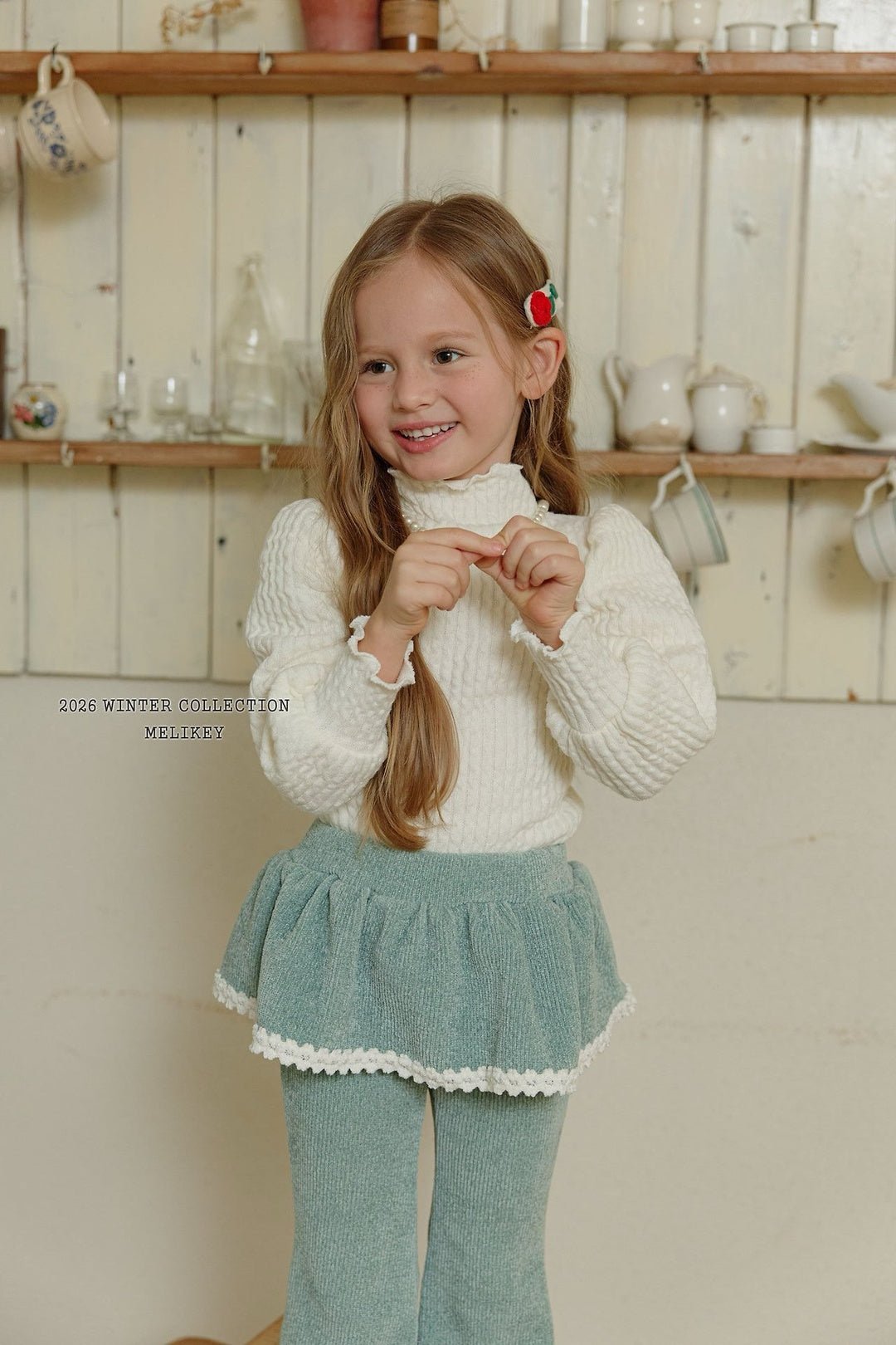 [Melikey] Knit rib puff tee