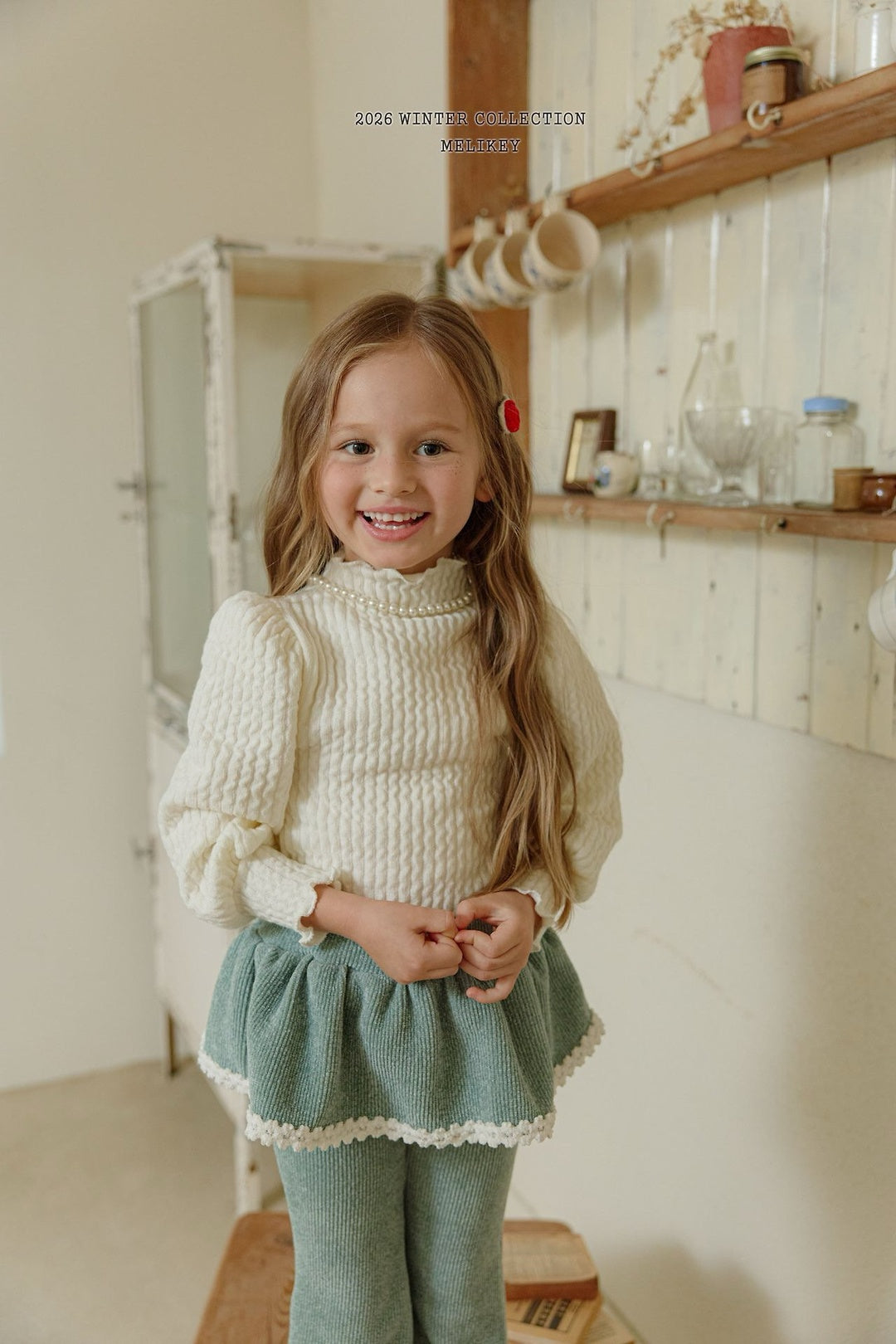 [Melikey] Knit rib puff tee