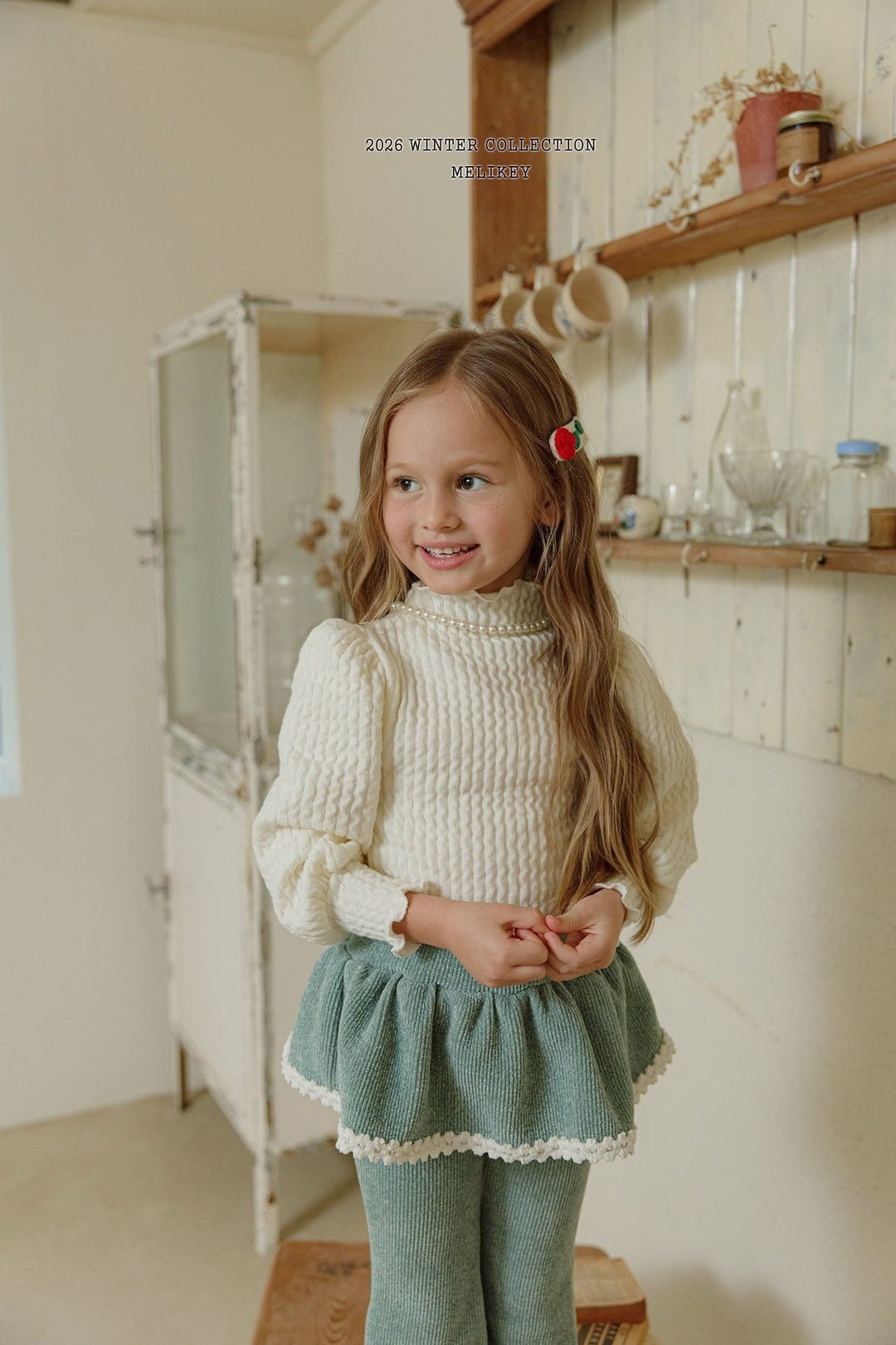 [Melikey] Knit rib puff tee