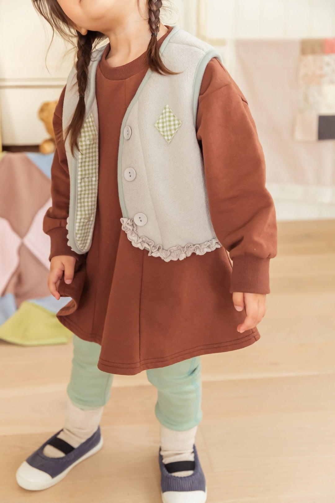 [milk powder] Warm fleece vest