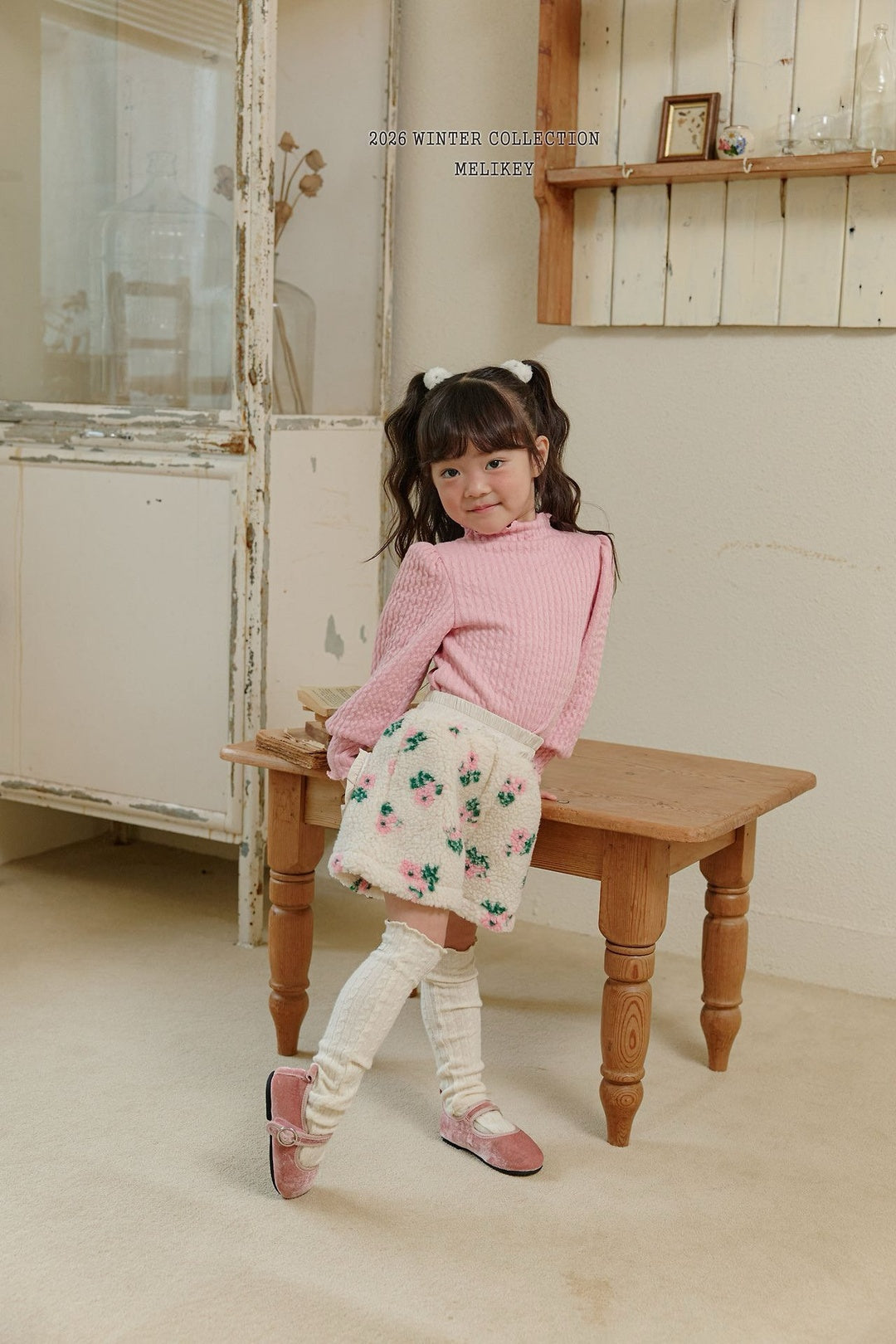 [Melikey] Knit rib puff tee