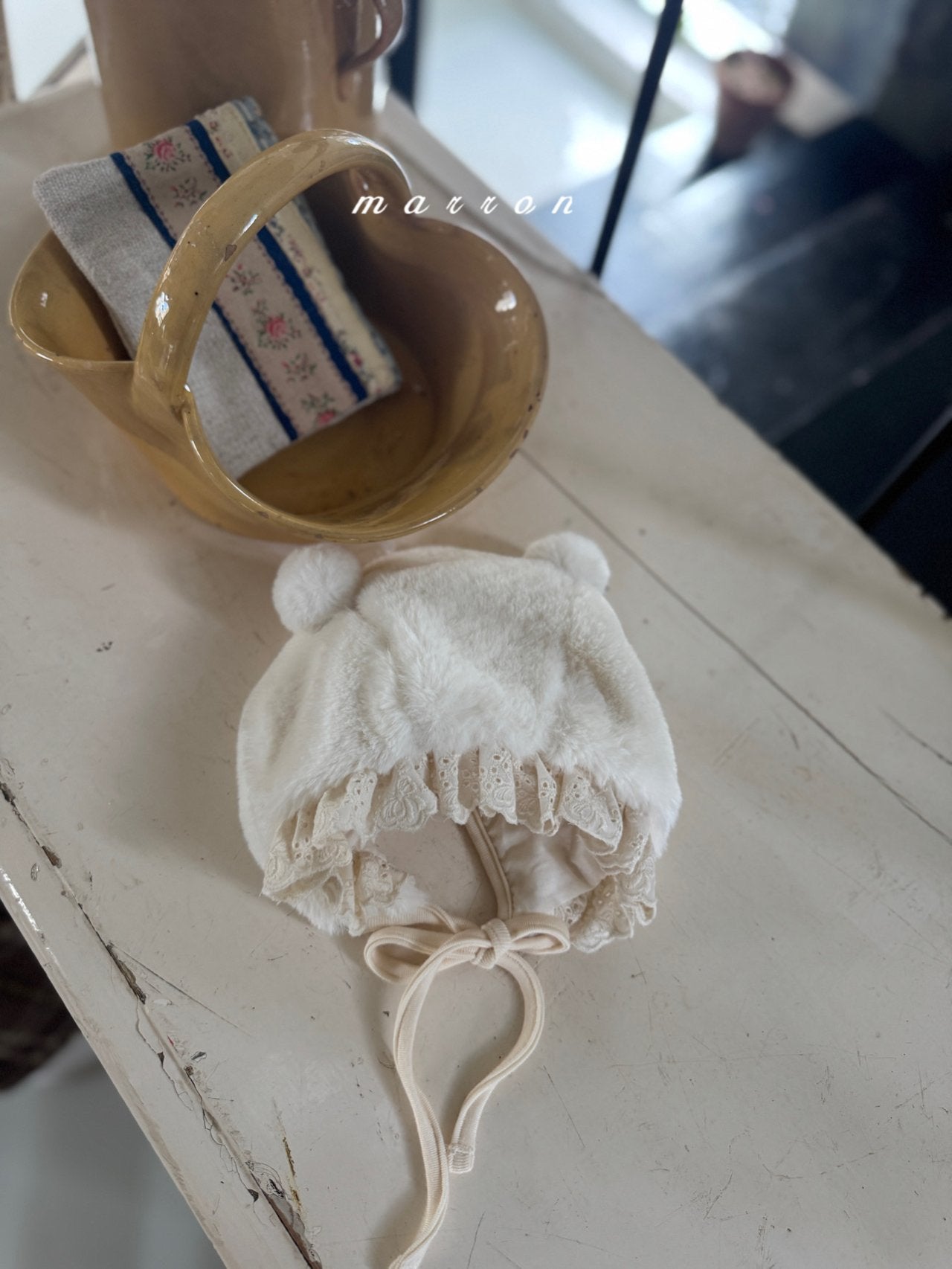 ［marron］Bear fur bonnet