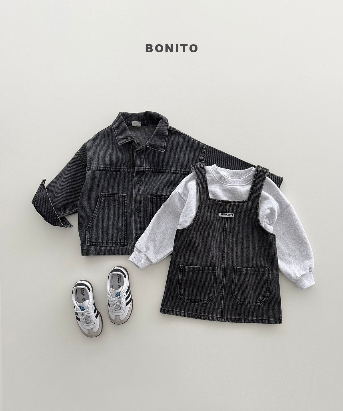 ［Bonito］Rib denim one-piece