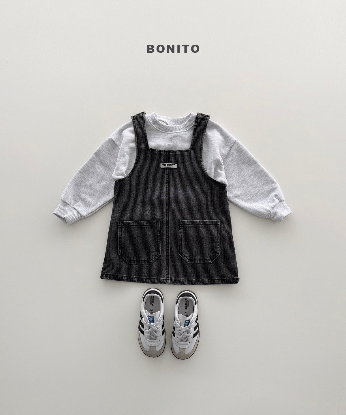 ［Bonito］Rib denim one-piece