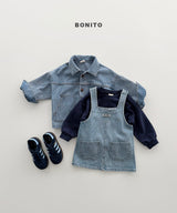 ［Bonito］Rib denim one-piece