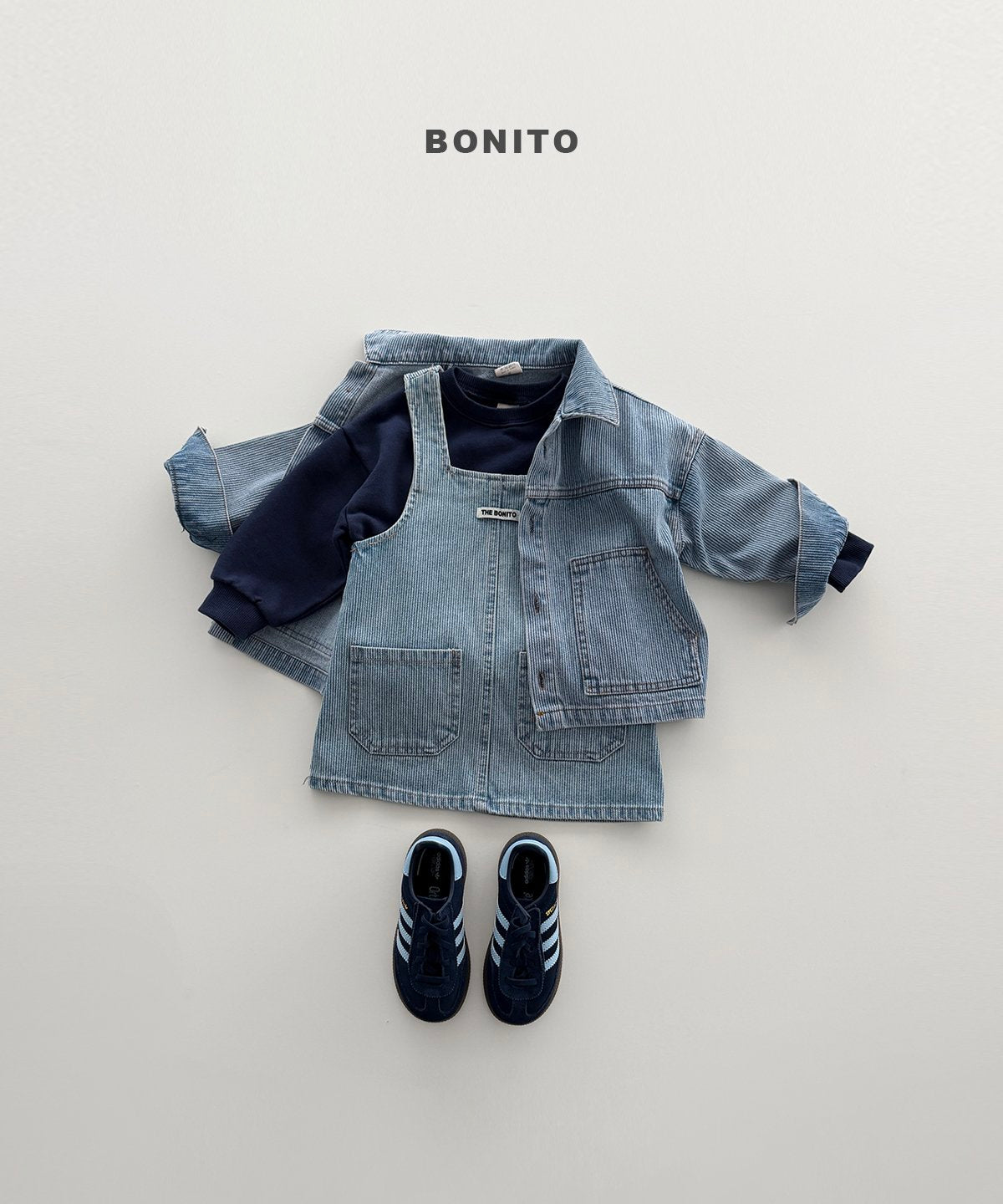 ［Bonito］Rib denim one-piece