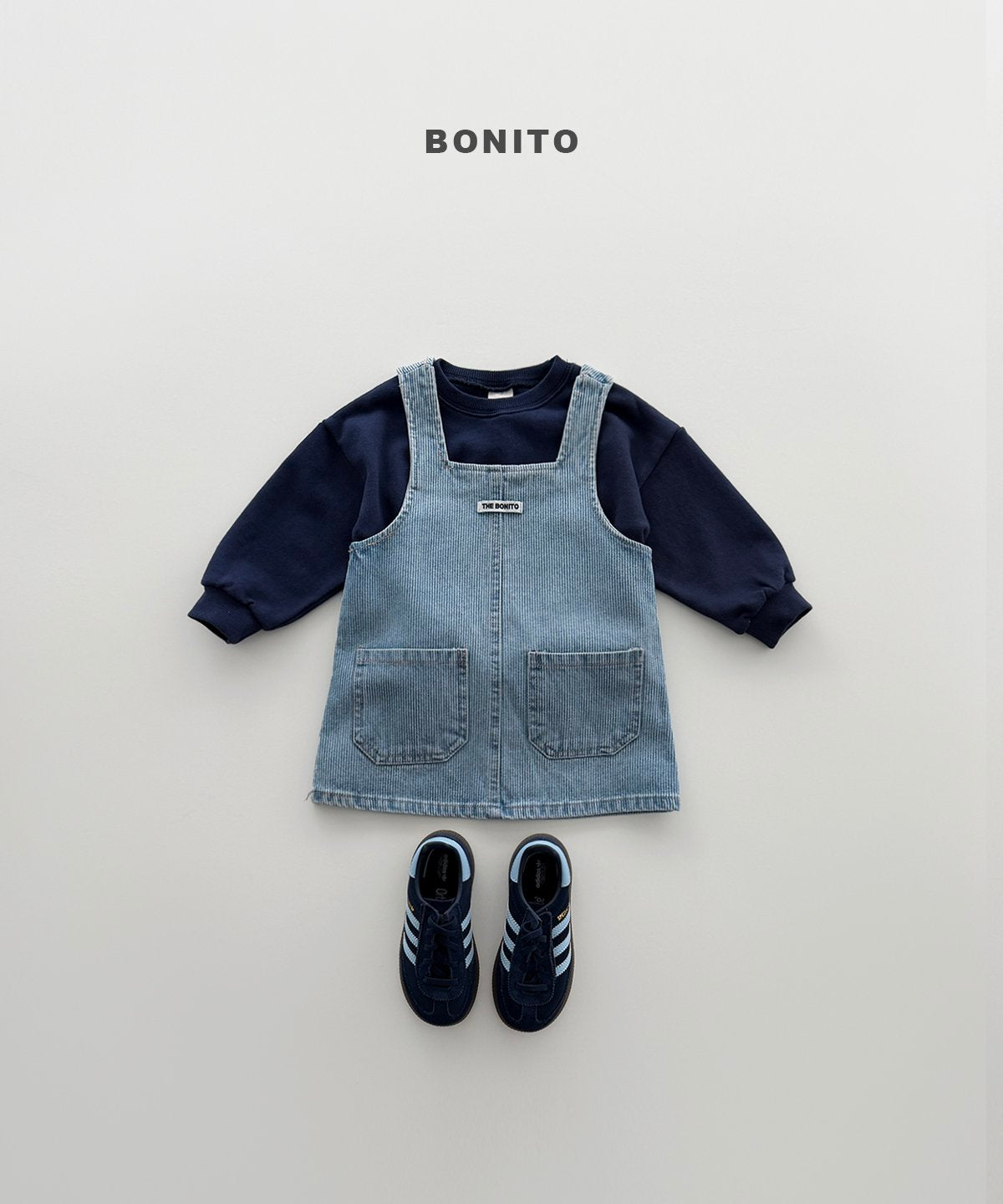 ［Bonito］Rib denim one-piece