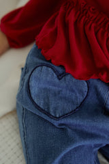 ［momo ann］Frill heart denim pants