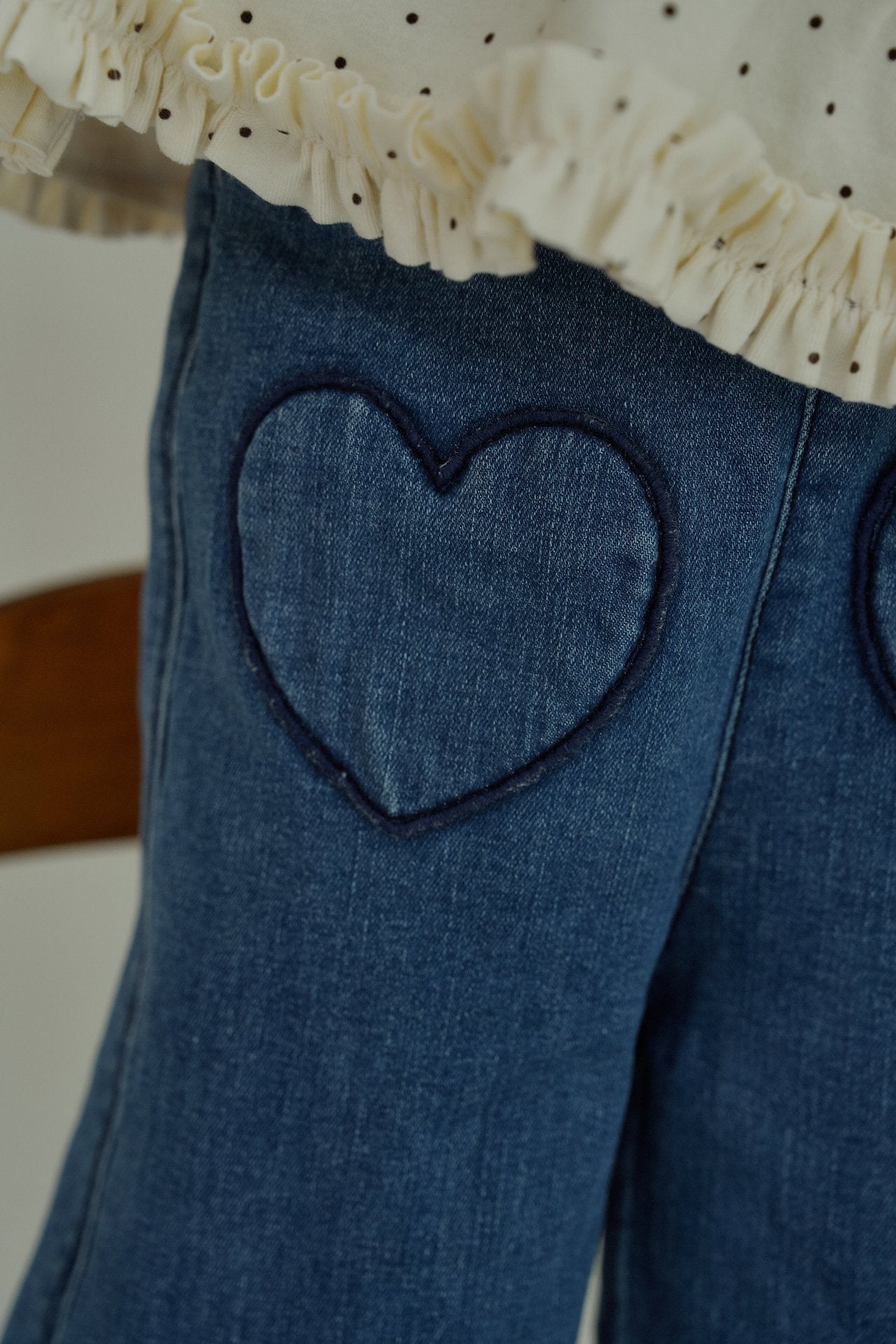 ［momo ann］Frill heart denim pants