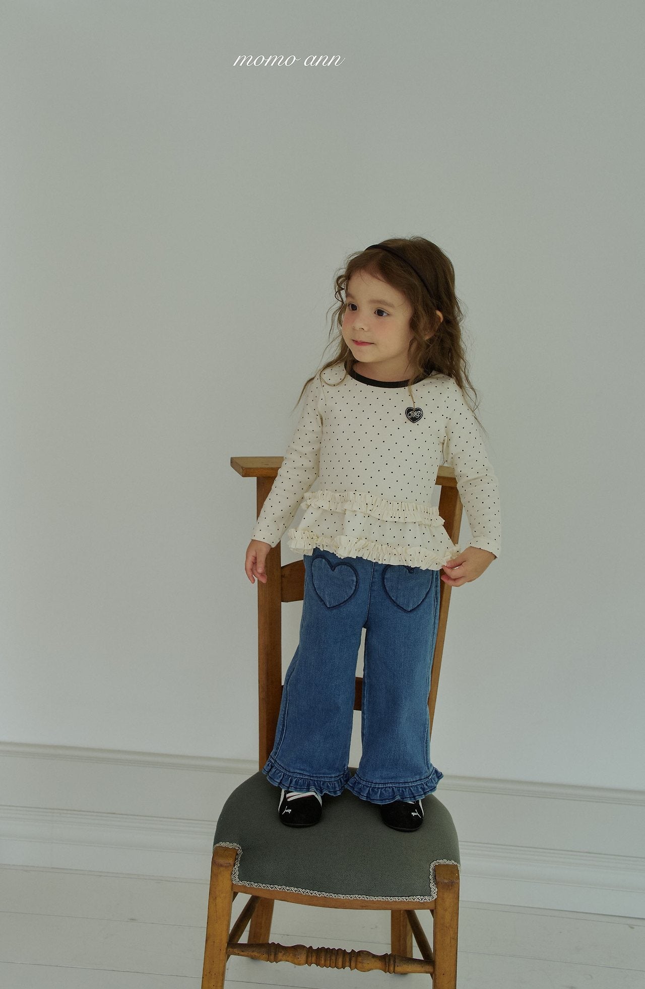 ［momo ann］Frill heart denim pants