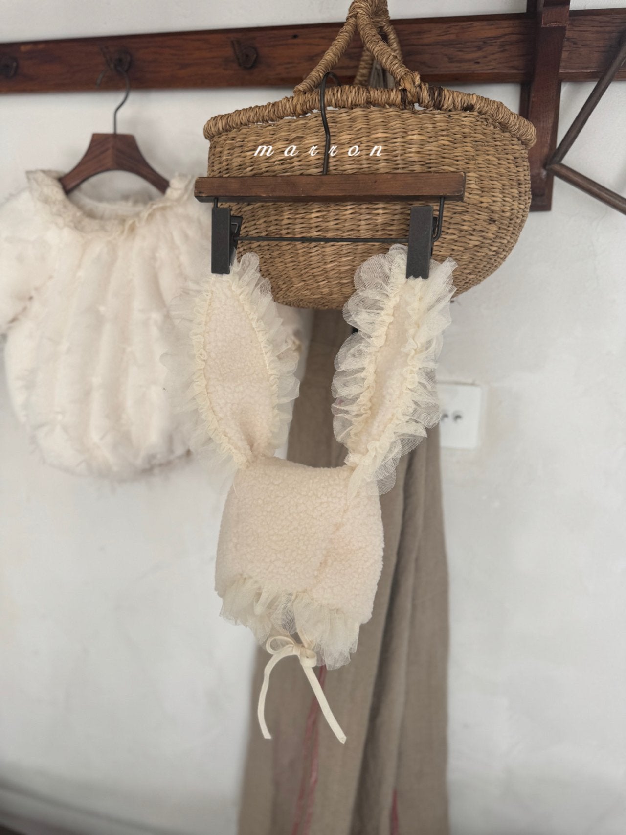 ［marron］Bunny fur bonnet