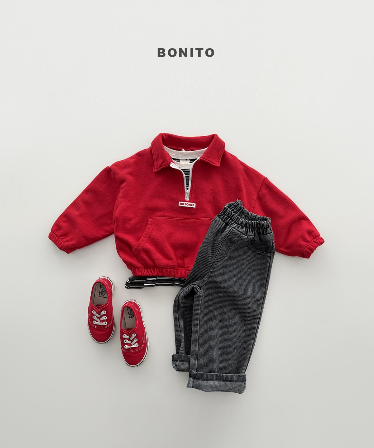 ［Bonito］Rib denim pants