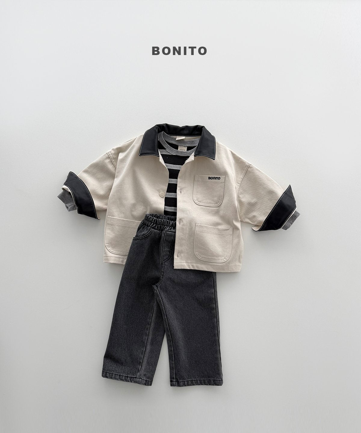 ［Bonito］Rib denim pants
