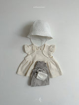［atomeme］Rib waffle frill blouse