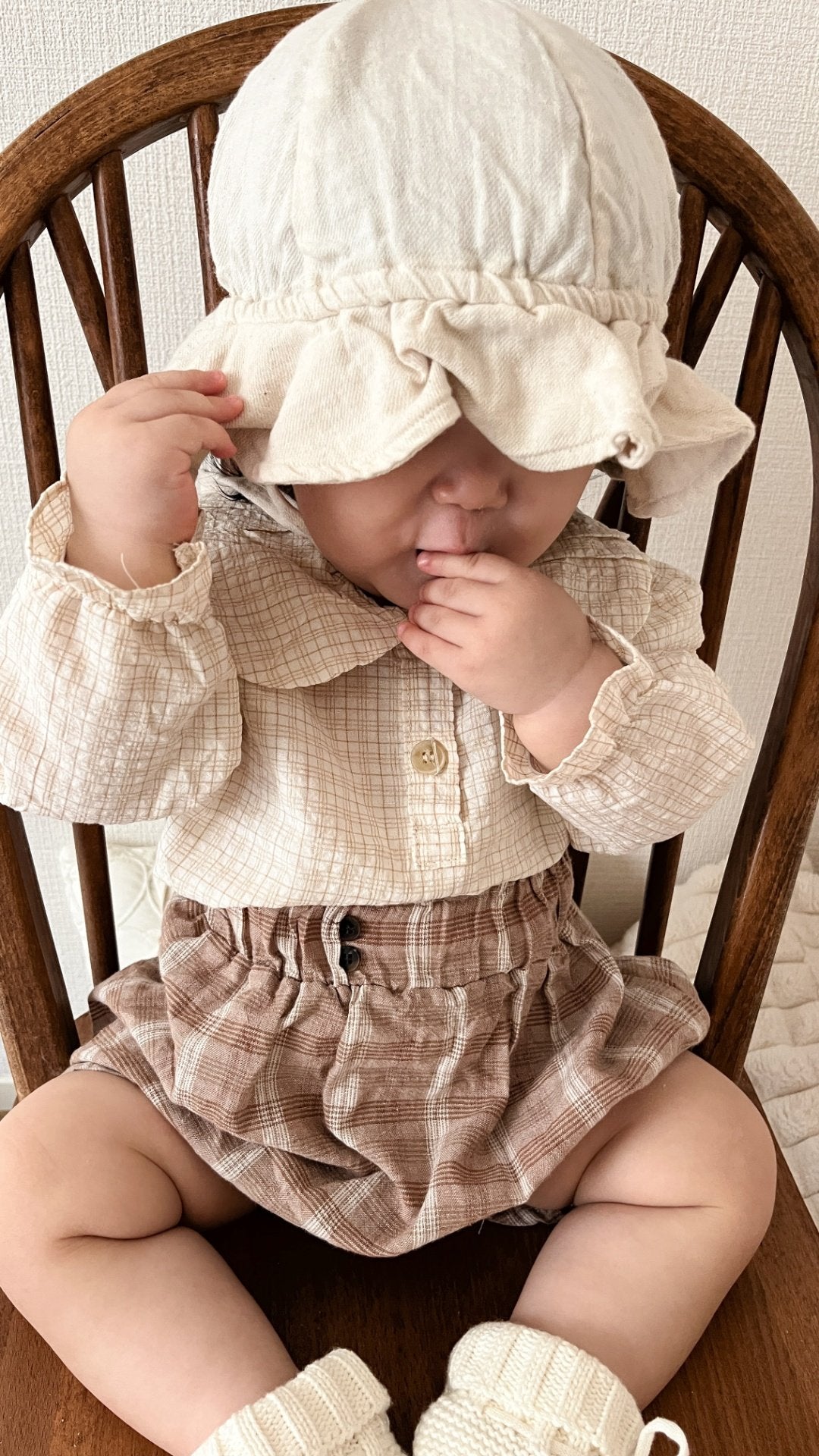 ［mimi market］Check balloon blouse