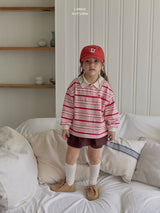 ［LINDO］Stripe collar tops