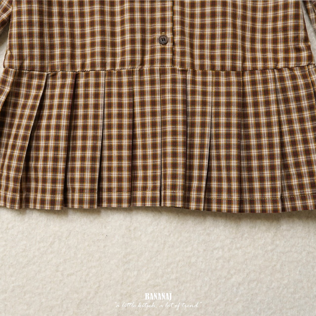 ［BANANAJ］Lissa check pleats one-piece