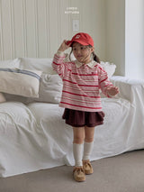 ［LINDO］Stripe collar tops
