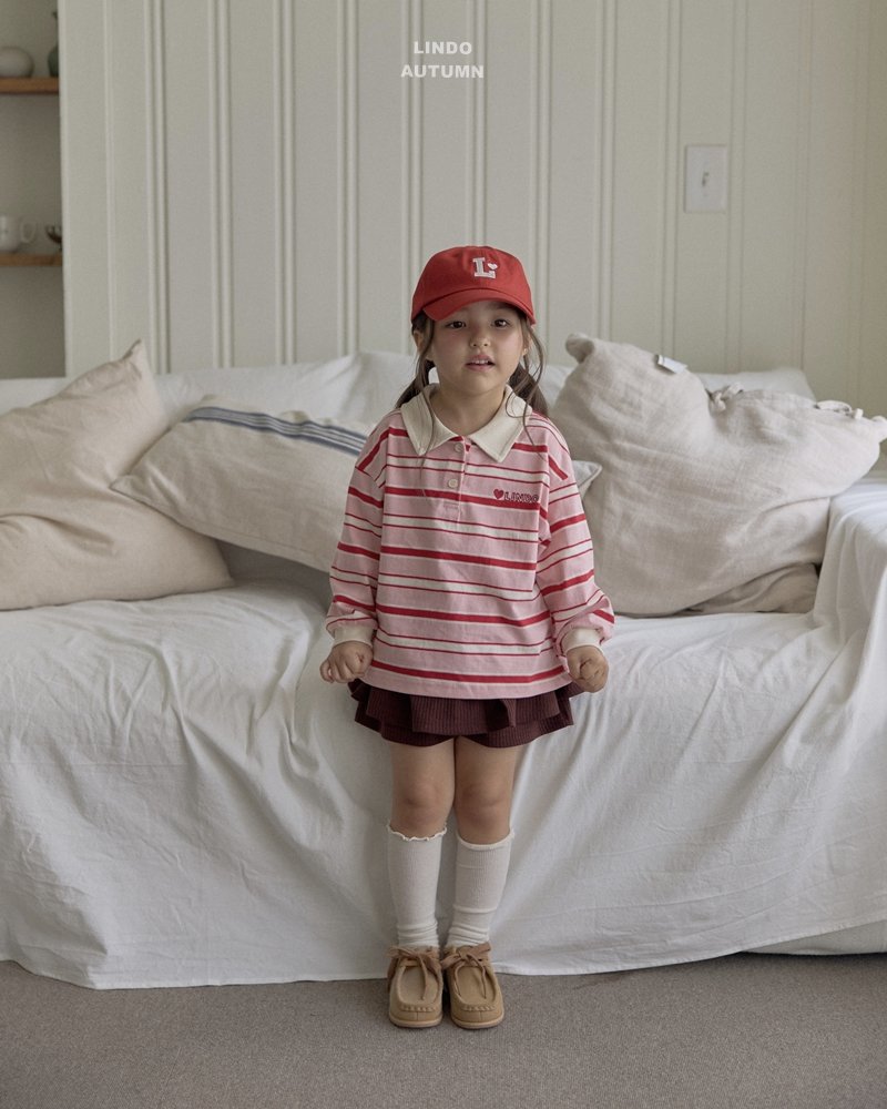 ［LINDO］Stripe collar tops