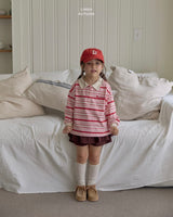 ［LINDO］Stripe collar tops