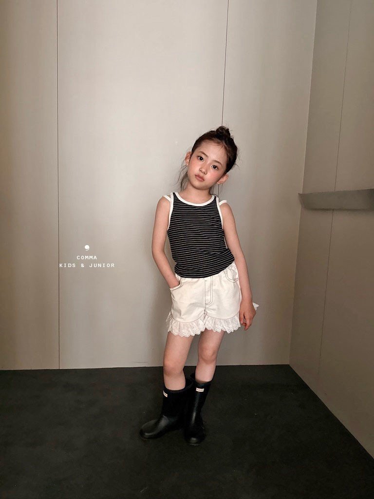 ［comma］Stripe double strap sleeveless tops