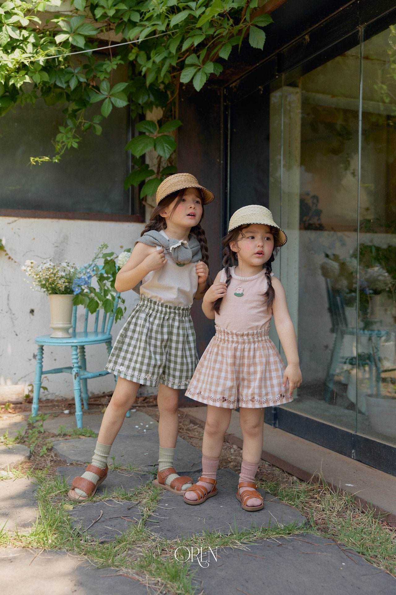 ［OREN］Cielo embroidery check short pants