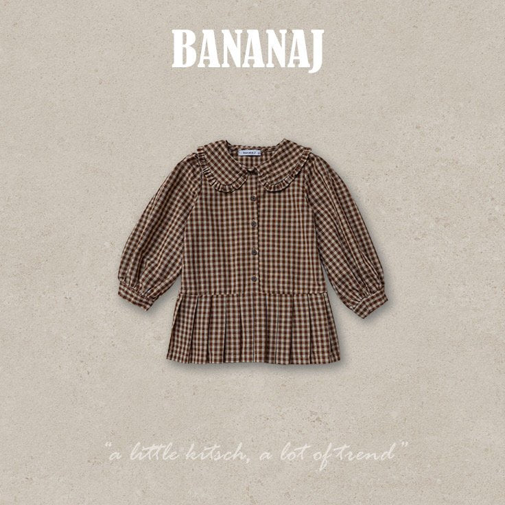 ［BANANAJ］Lissa check pleats one-piece