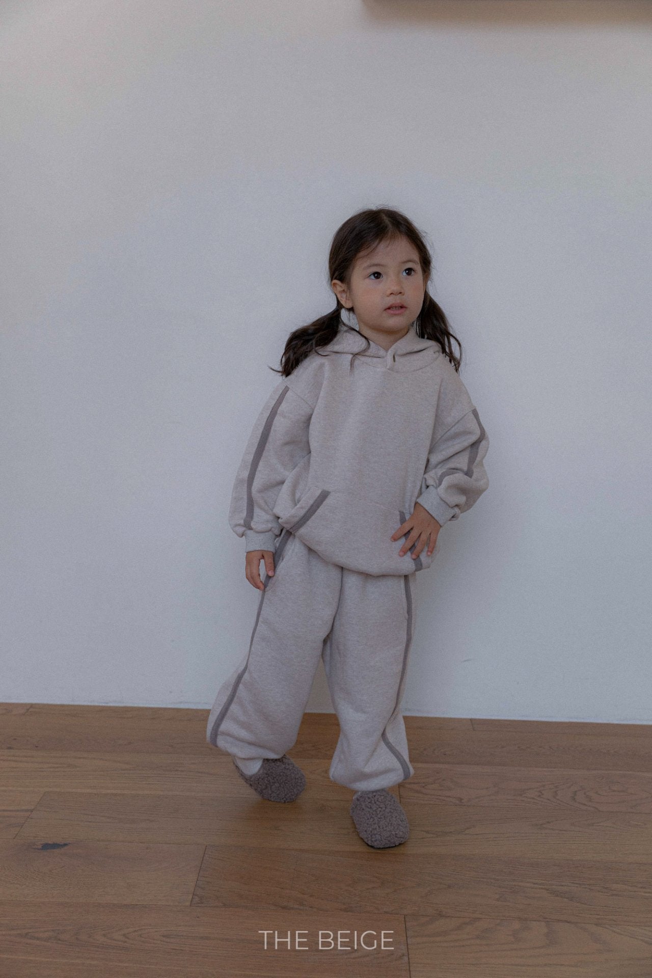 ［The beige］Tape hoodie set