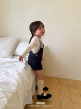 ［BANANAJ］Lace suspender denim one-piece