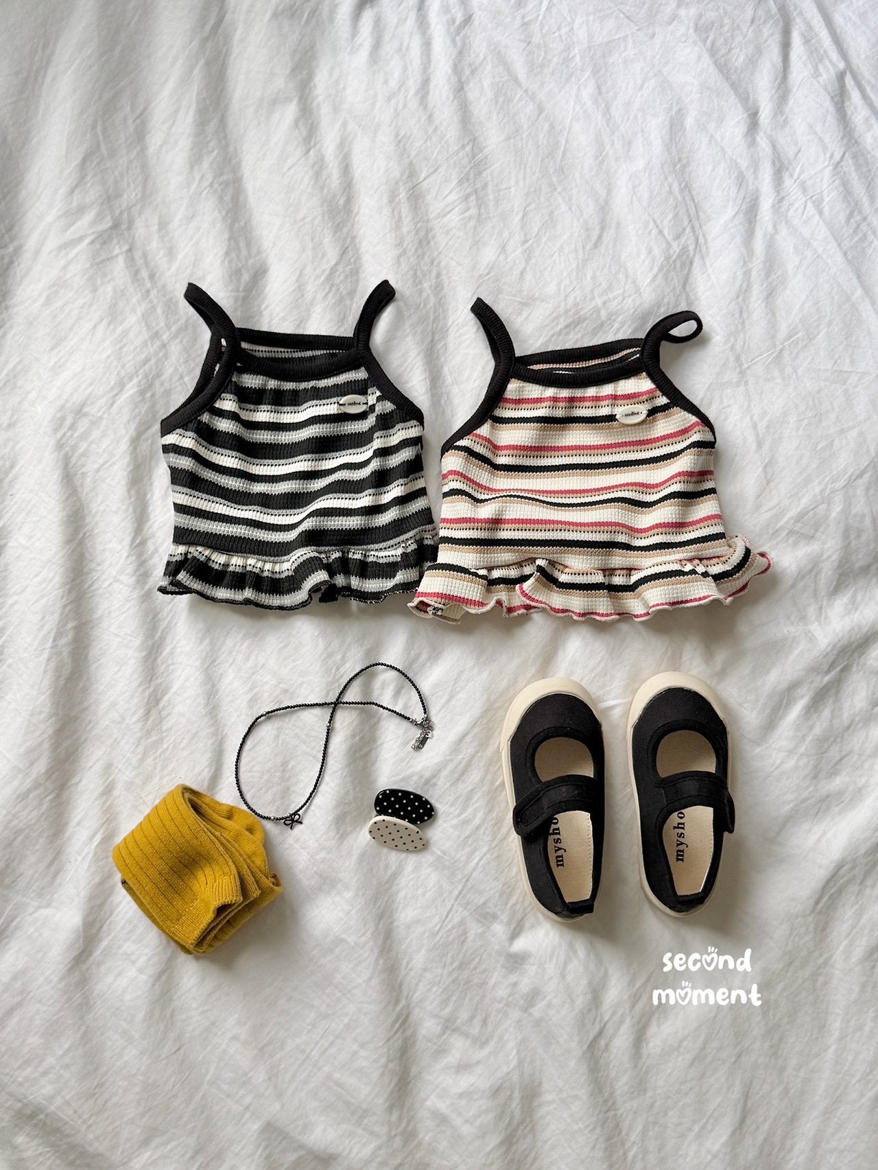 ［second moment］Peanut stripe frill camisole